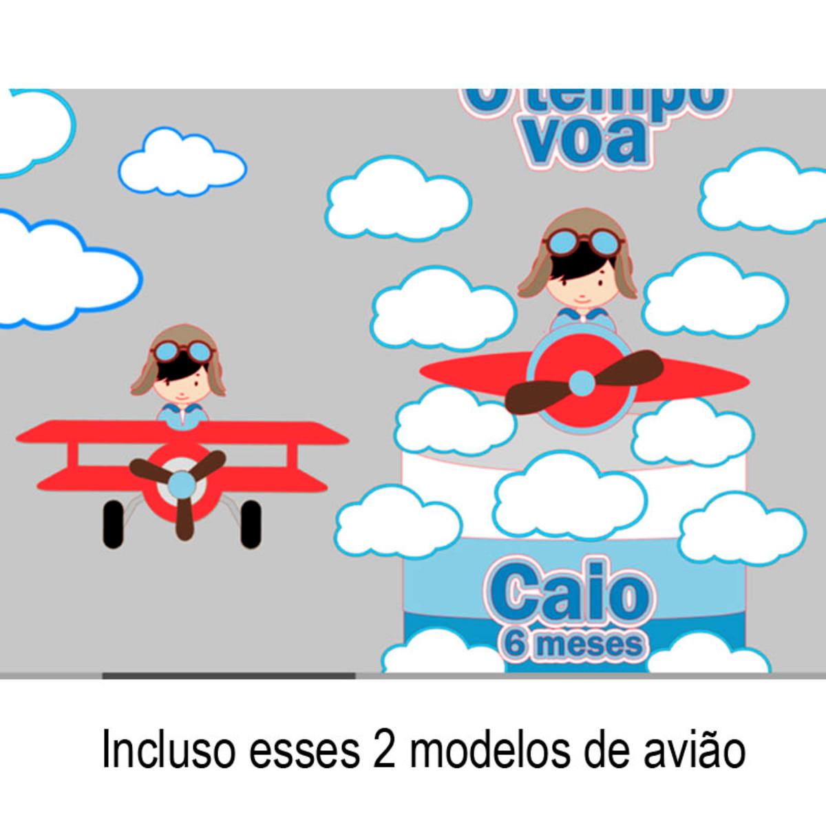 Arquivo de Corte Topo de Bolo Aviador Menino + BRINDE - Imagem 2