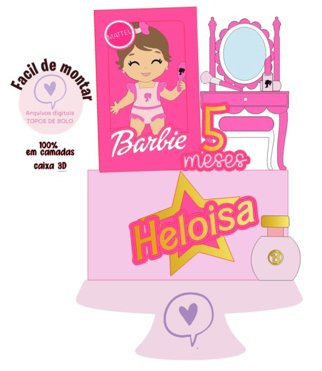 Arquivo de Corte Topo de Bolo Baby Barbie Caixa 2