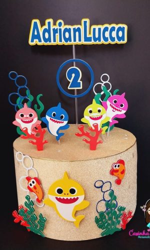 Arquivo de Corte Topo de Bolo Baby Shark 3d