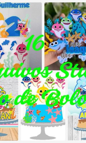 Arquivo de Corte Topo de Bolo - Baby Shark - Combo