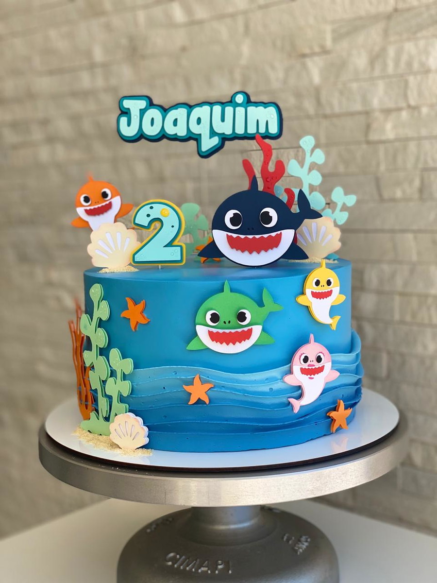 arquivo de corte topo de bolo baby shark em camadas - Imagem 2