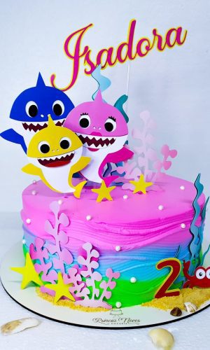 Arquivo de Corte Topo de Bolo Baby Shark Menina em Camadas