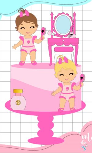 Arquivo de Corte Topo de Bolo Barbie Baby na Penteadeira 008