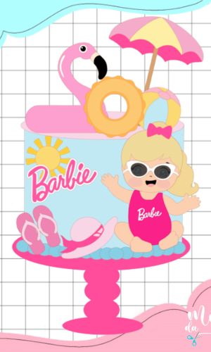 Arquivo de Corte: Topo de Bolo Barbie Baby na Praia 002