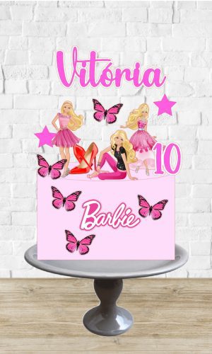 Arquivo de Corte Topo de Bolo Barbie Borboletas