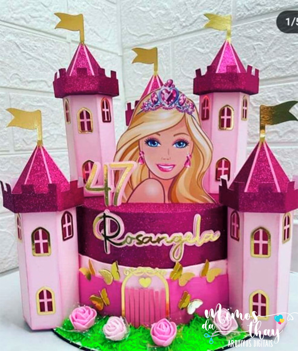 Arquivo de Corte: Topo de Bolo Barbie + Castelo 3d 005