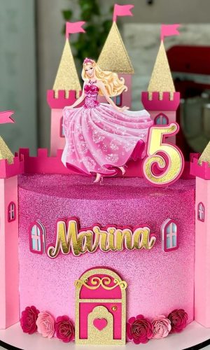 Arquivo de Corte: Topo de Bolo Barbie + Castelo 3d 022