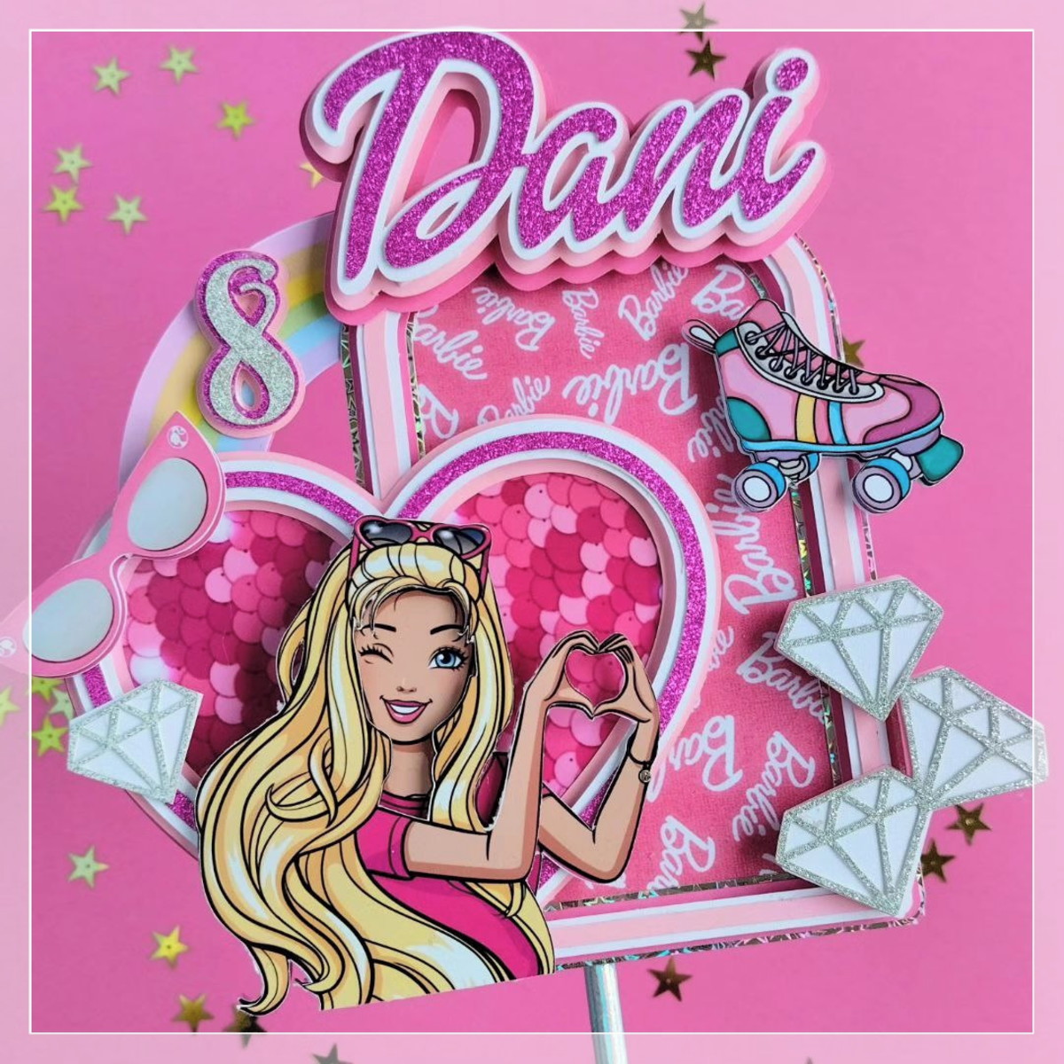 Arquivo de Corte Topo de Bolo Barbie Coração