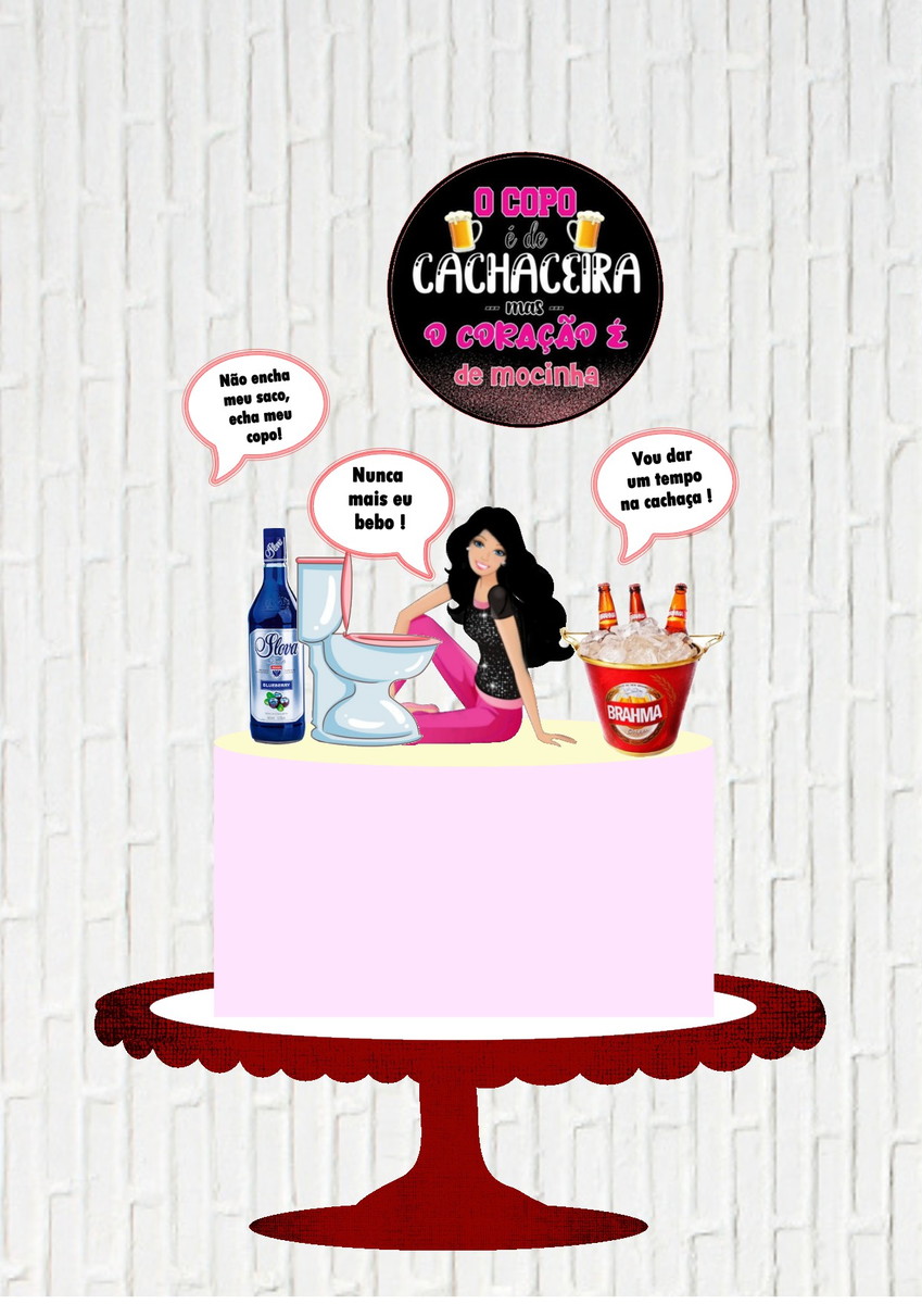 Arquivo de Corte Topo de Bolo Barbie Morena Cachaceira