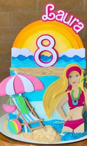 Arquivo de Corte Topo de Bolo Barbie Praia