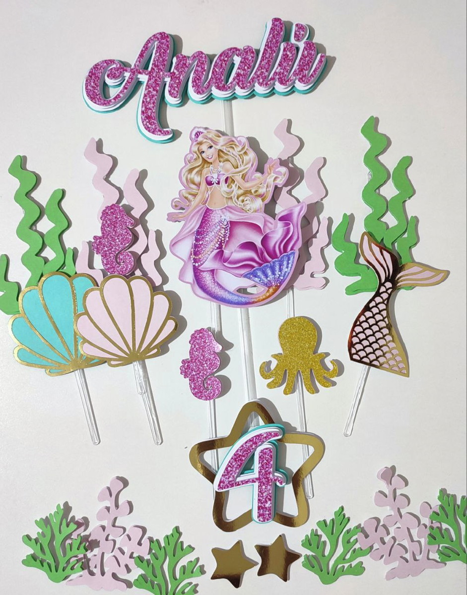 Arquivo de Corte Topo de Bolo Barbie Sereia Studio 002