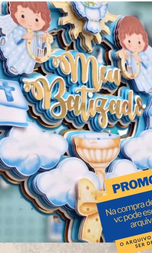 arquivo de corte topo de bolo batizado
