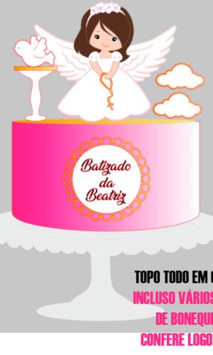 Arquivo de Corte Topo de Bolo Batizado Anjinha 6 + Brinde