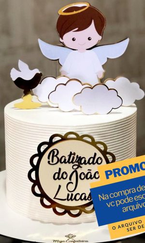 Arquivo de corte topo de bolo Batizado anjinho -001