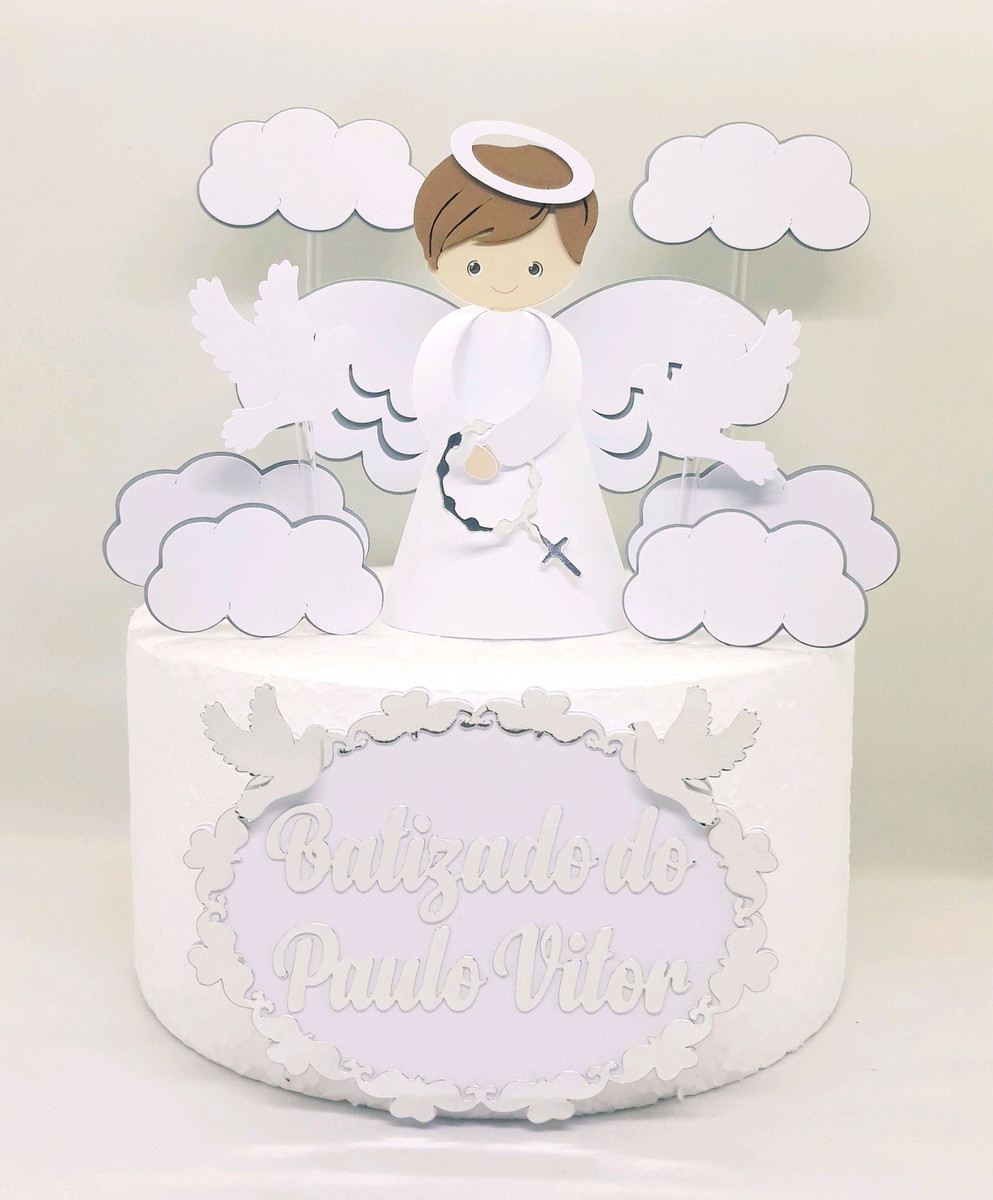Arquivo De Corte Topo De Bolo Batizado Anjinho 3D