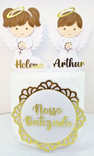 Arquivo de Corte Topo de Bolo Batizado Anjinho Camada Studio