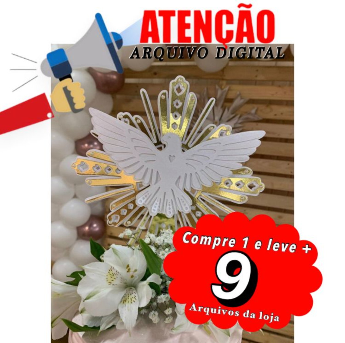 Arquivo de Corte Topo de Bolo - Batizado Crisma (camadas)