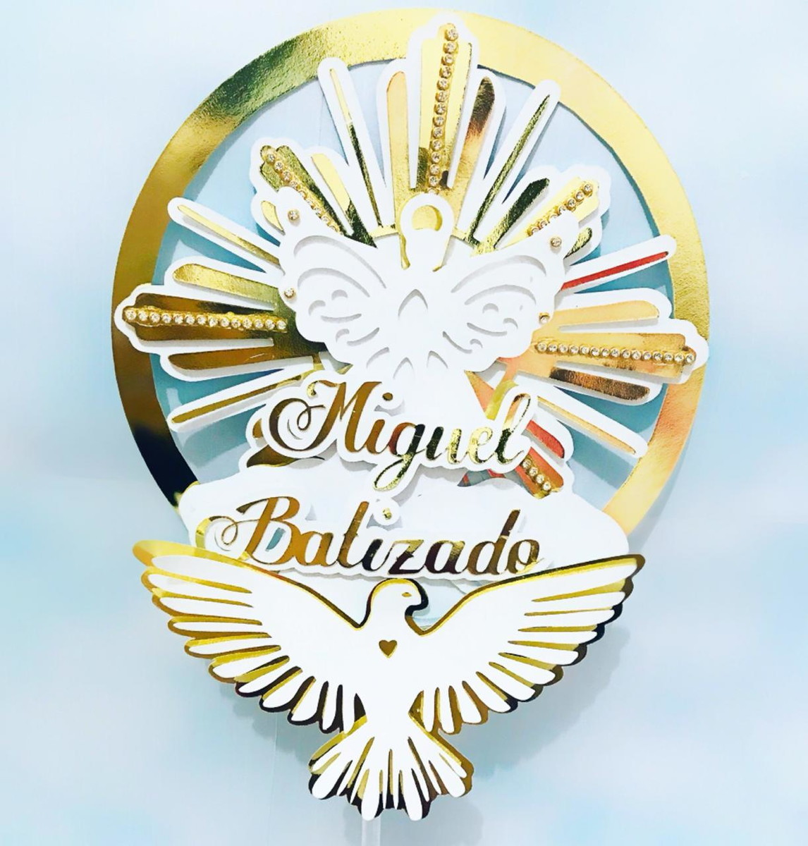 Arquivo de Corte Topo de Bolo Batizado Dourado - Imagem 3