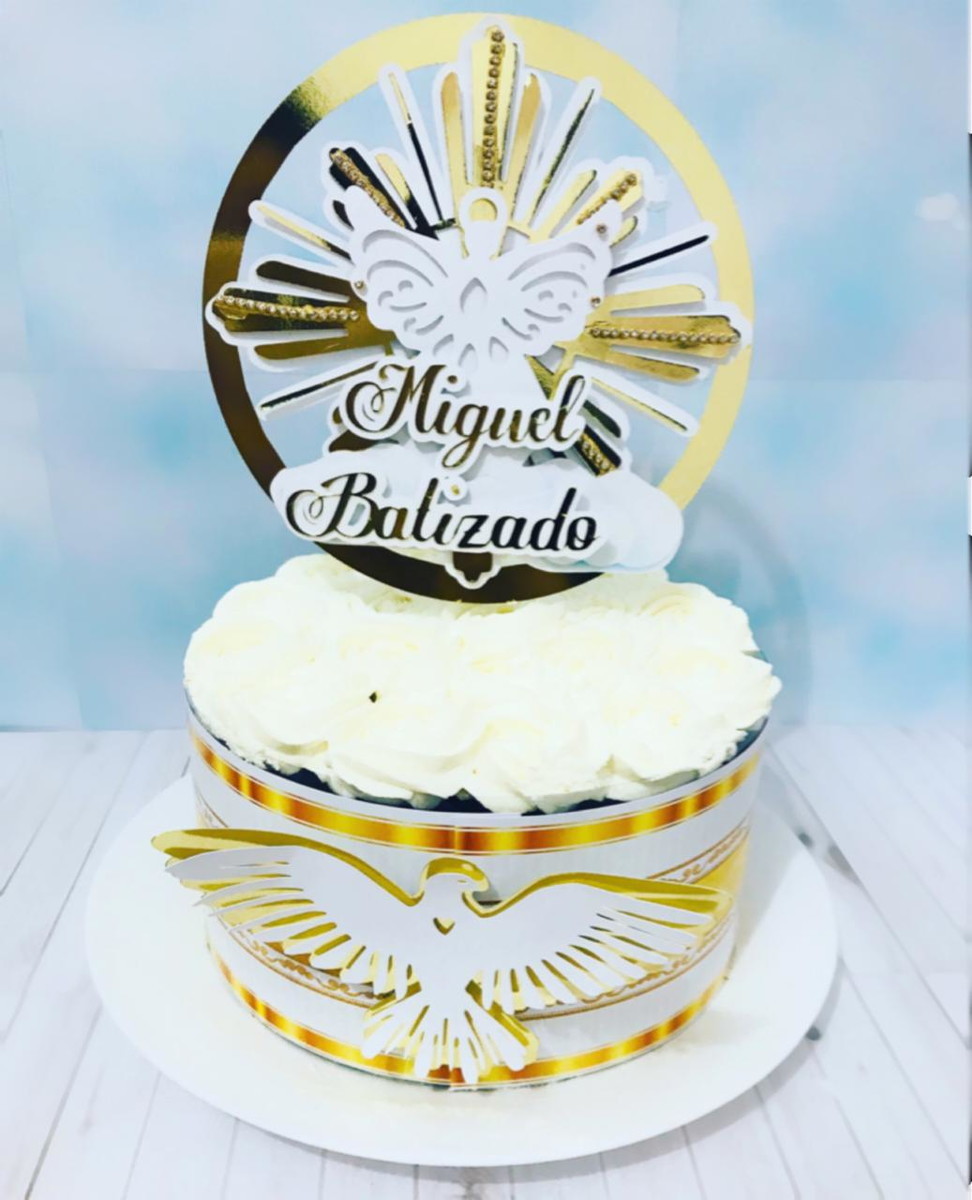 Arquivo de Corte Topo de Bolo Batizado Dourado