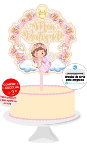 Arquivo de Corte Topo de Bolo Batizado - Impresso