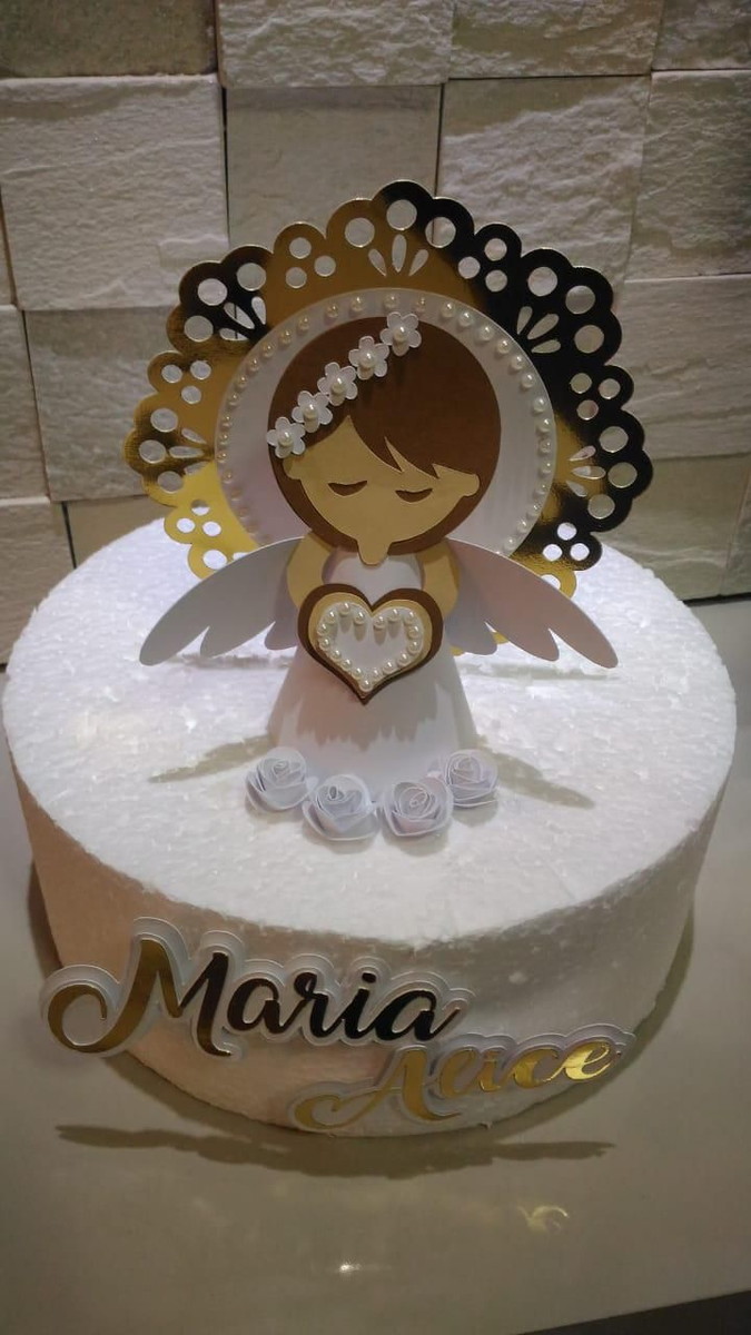 Arquivo de Corte Topo de Bolo Batizado Menina 001