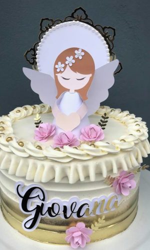 ARQUIVO DE CORTE Topo de Bolo - Batizado Menina