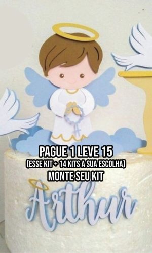 Arquivo de Corte Topo de Bolo Batizado Menino 1 Studio +14