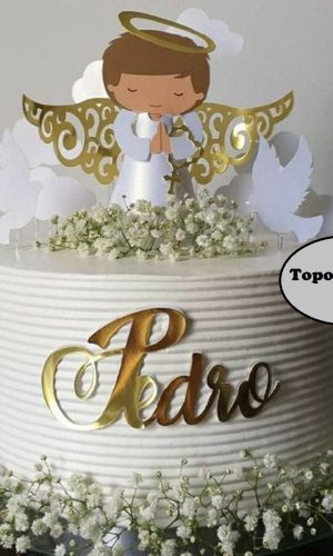 Arquivo de Corte Topo de Bolo Batizado Menino 6 Studio
