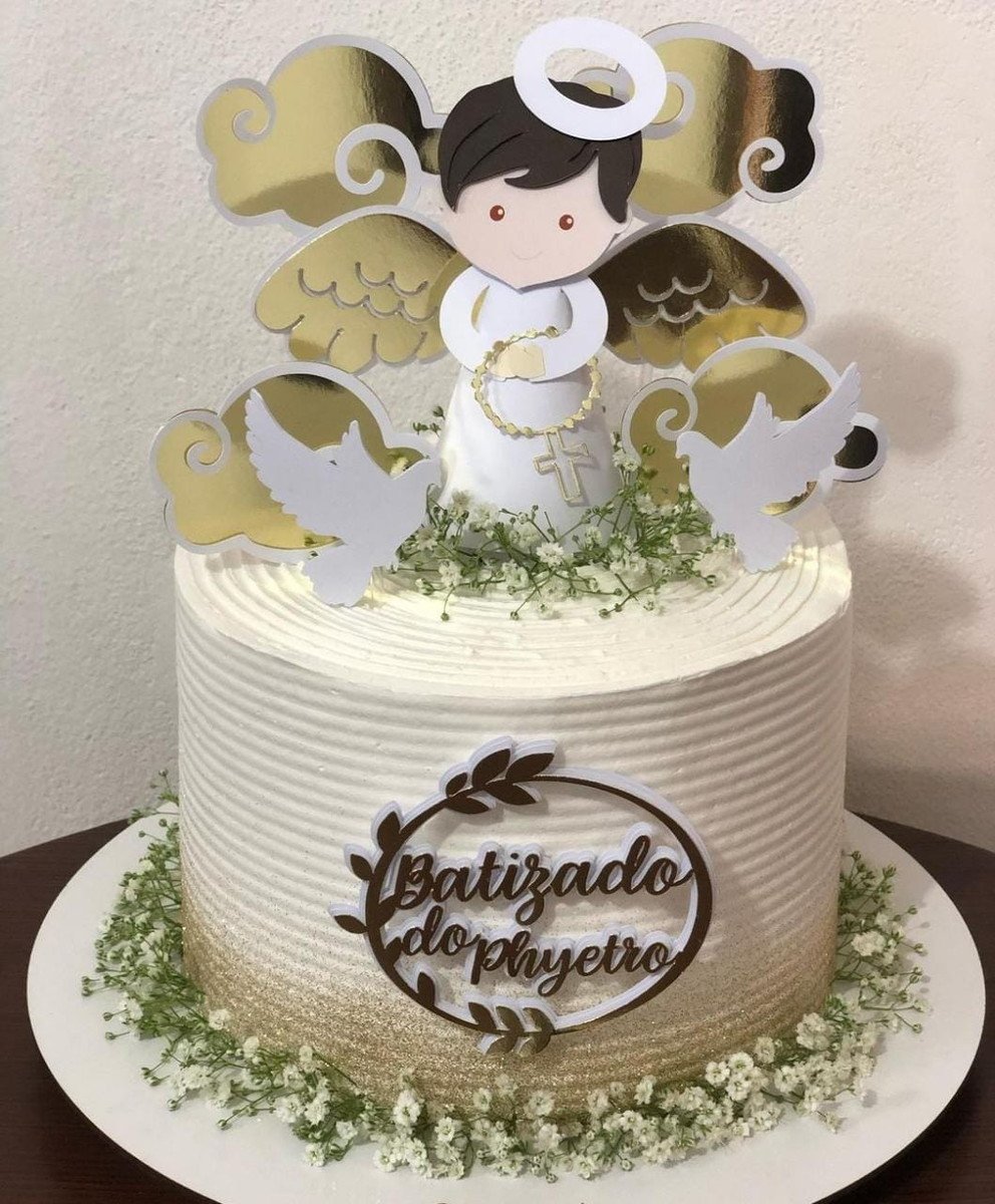 Arquivo De Corte Topo De Bolo Batizado menino