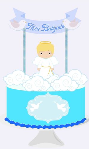 Arquivo de Corte Topo de Bolo Batizado Menino Compre1 Leve10