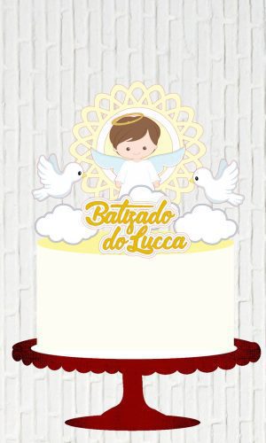 Arquivo de Corte Topo de Bolo Batizado Menino Moldura