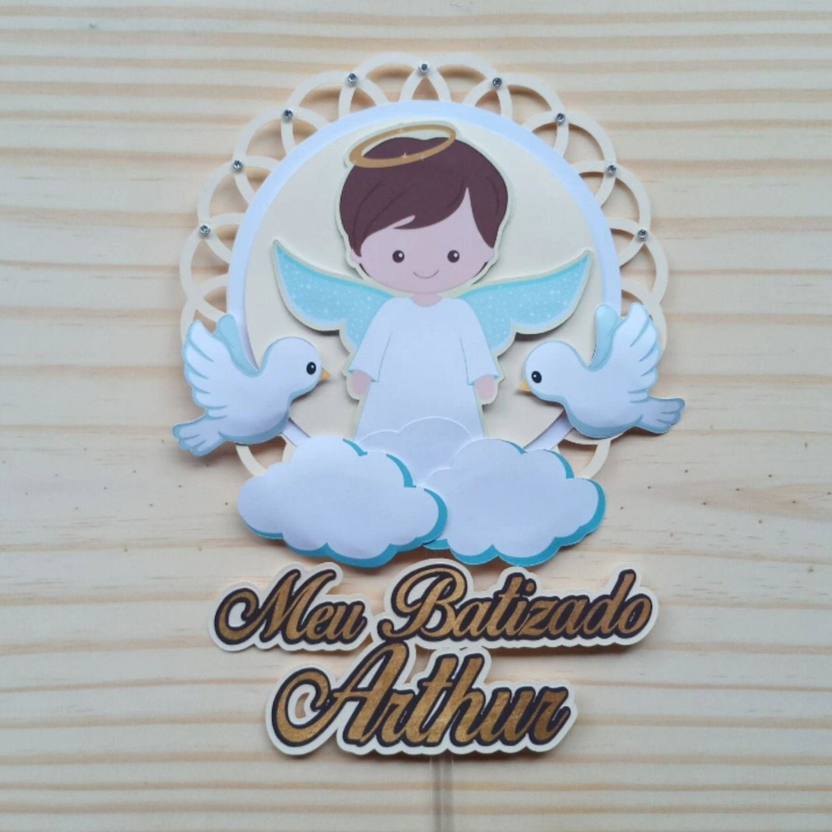 Arquivo de Corte Topo de Bolo Batizado - Menino