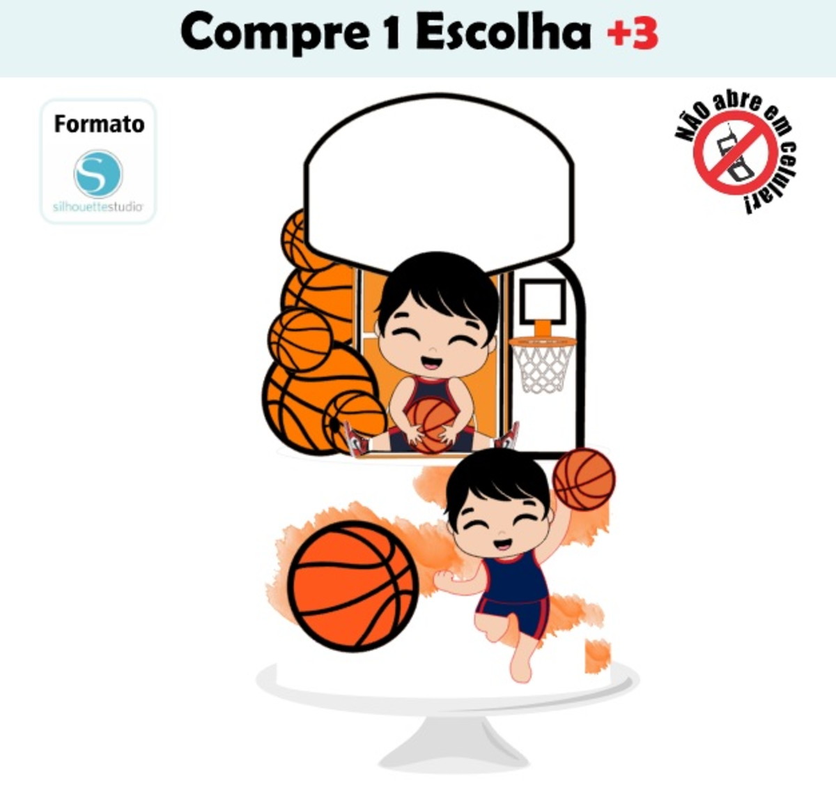 Arquivo de Corte Topo de Bolo Bebê Basquete