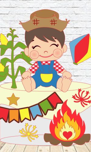 Arquivo de Corte Topo de Bolo Bebê Caipira Menino Studio 004
