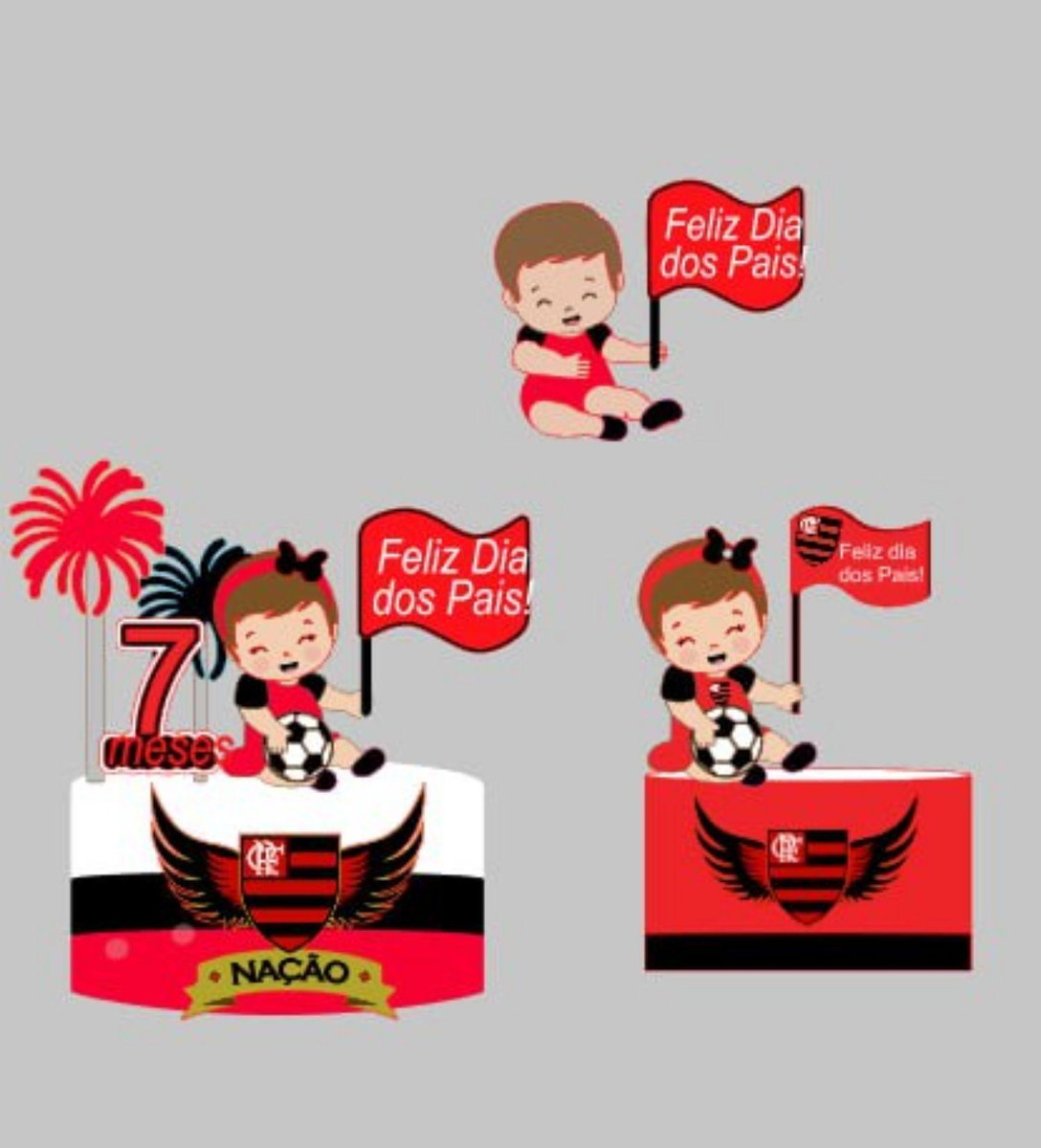 Arquivo de Corte Topo de Bolo Bebê Flamengo Studio