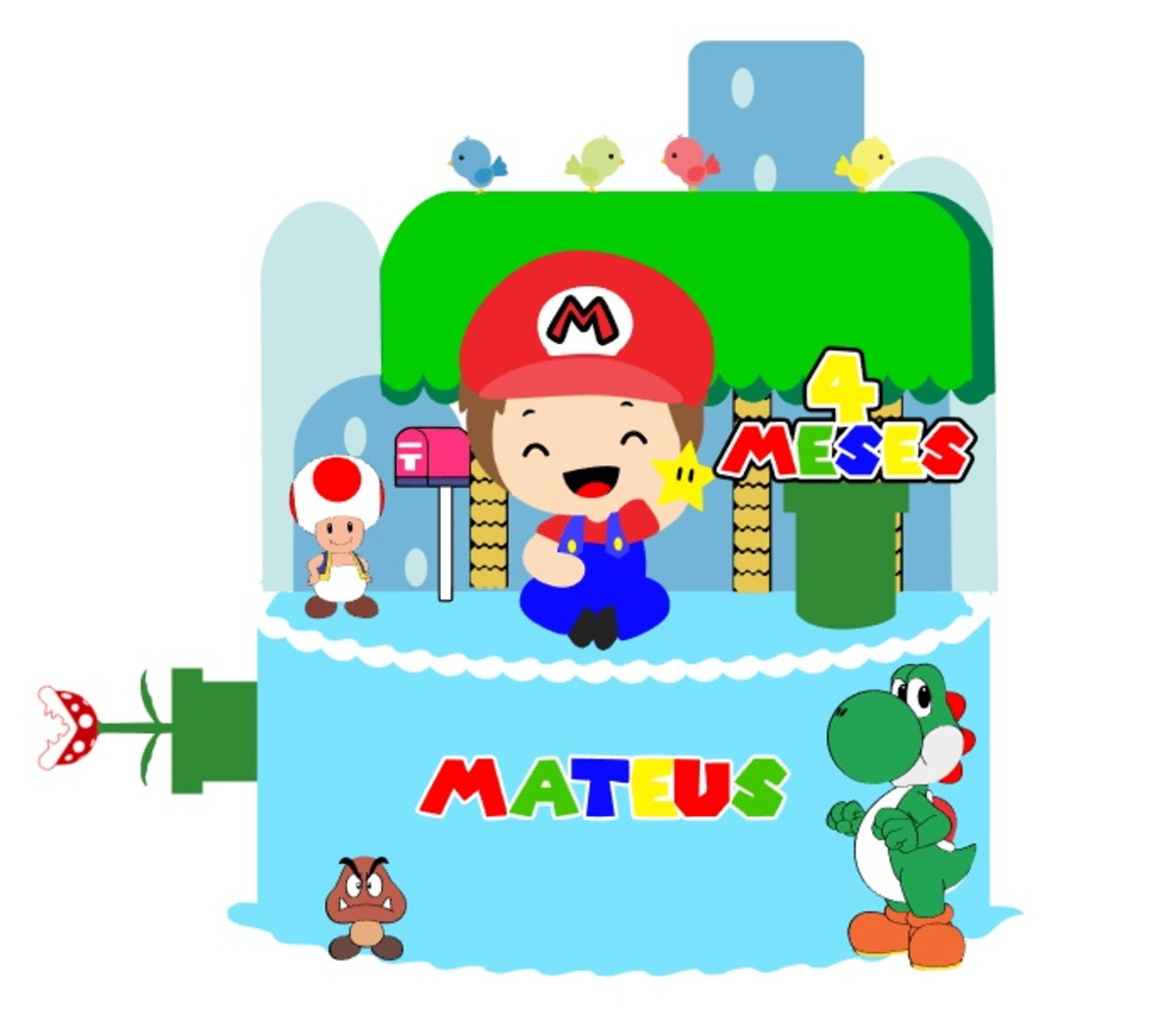 Arquivo de Corte Topo de Bolo Bebê Mario