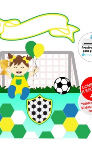 Arquivo de Corte Topo de Bolo Bebê Menina Futebol