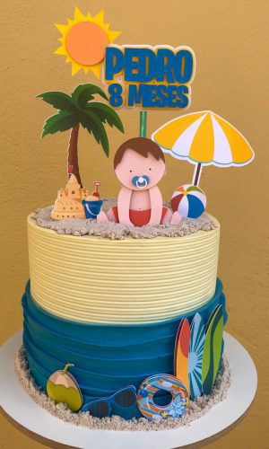 ARQUIVO DE CORTE Topo de Bolo - Bebê na praia
