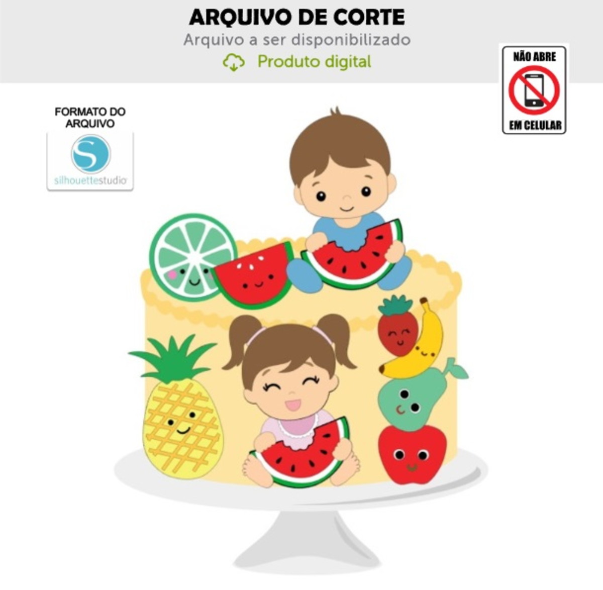 Arquivo de Corte Topo de Bolo Bebês Introdução Alimentar