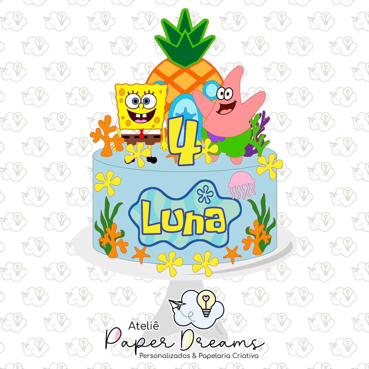 Arquivo De Corte Topo De Bolo - Bob Esponja Em Camadas