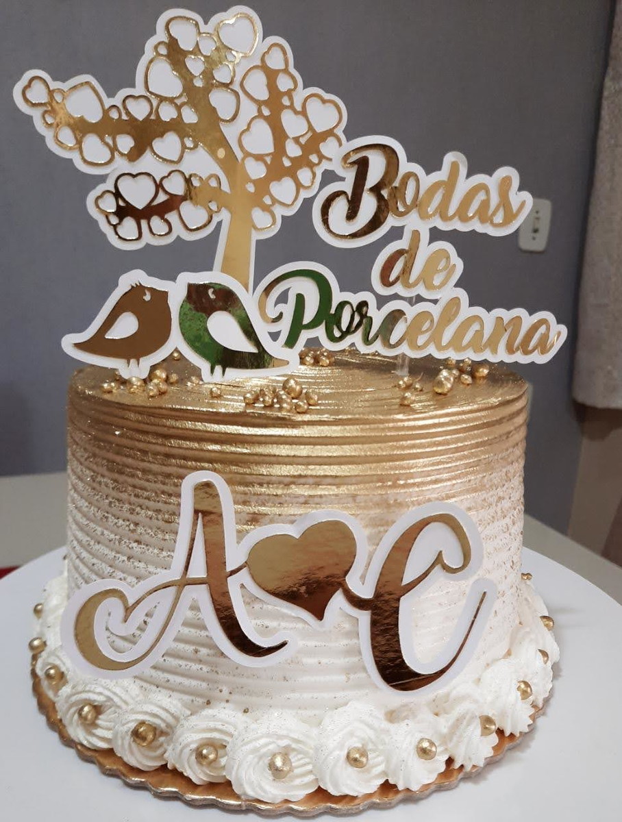 Arquivo de Corte Topo de Bolo Bodas de Porcelana