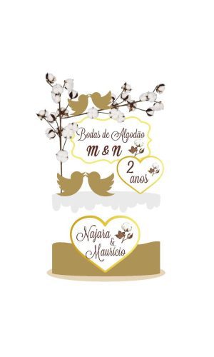 Arquivo de corte topo de bolo bodas de algodão
