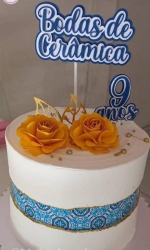 Arquivo de Corte Topo de Bolo Bodas de Ceramica