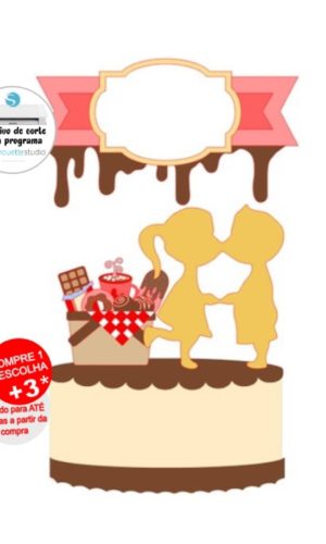 Arquivo de Corte Topo de Bolo Bodas de Chocolate