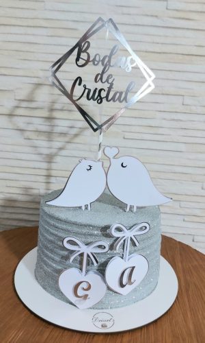 Arquivo de Corte Topo de Bolo Bodas de Cristal Studio 01