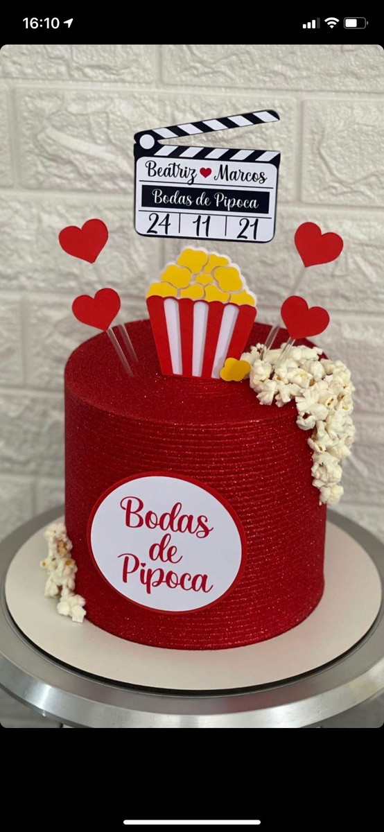 Arquivo de Corte Topo de Bolo Bodas de Pipoca