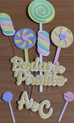 Arquivo de Corte Topo de Bolo Bodas de Pirulito Studio 01