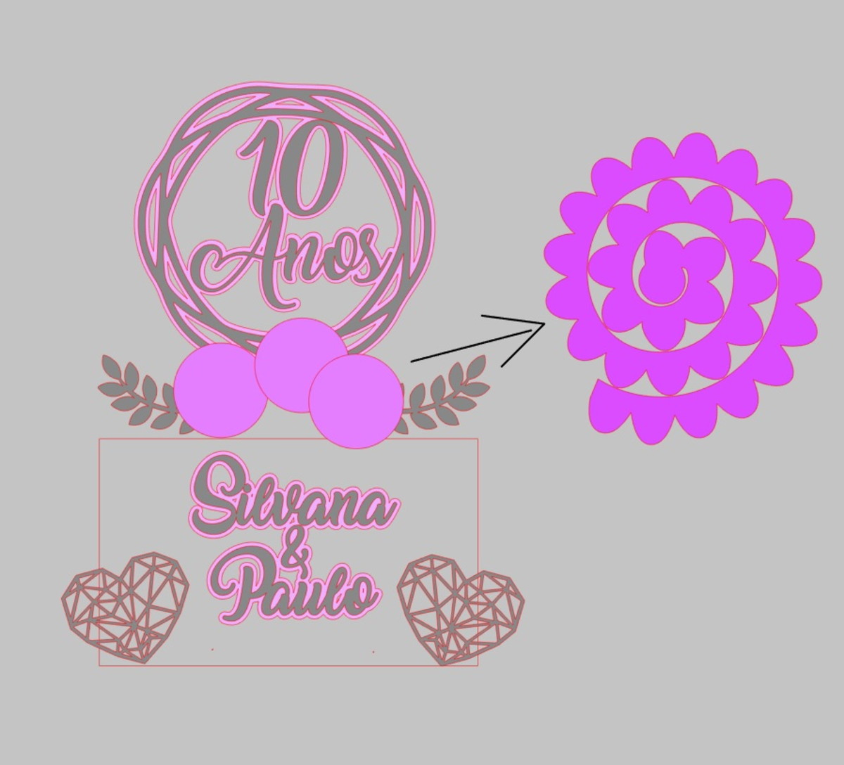 Arquivo de Corte Topo de Bolo Bodas