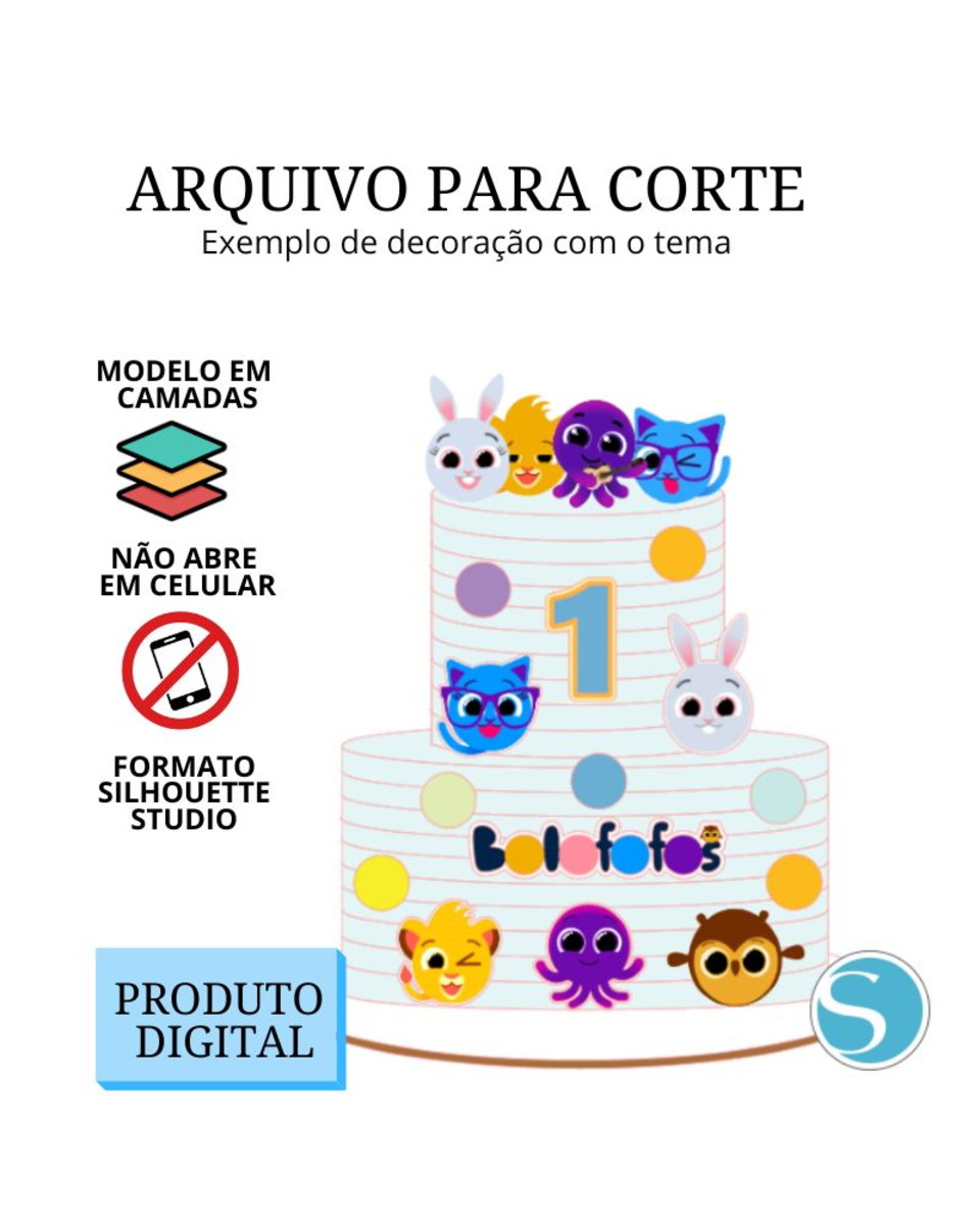 Arquivo de Corte Topo de Bolo - Bolo Fofo Dois 2 Menino