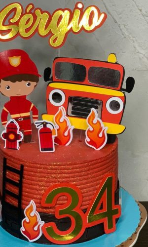 Arquivo de Corte Topo de Bolo Bombeiro